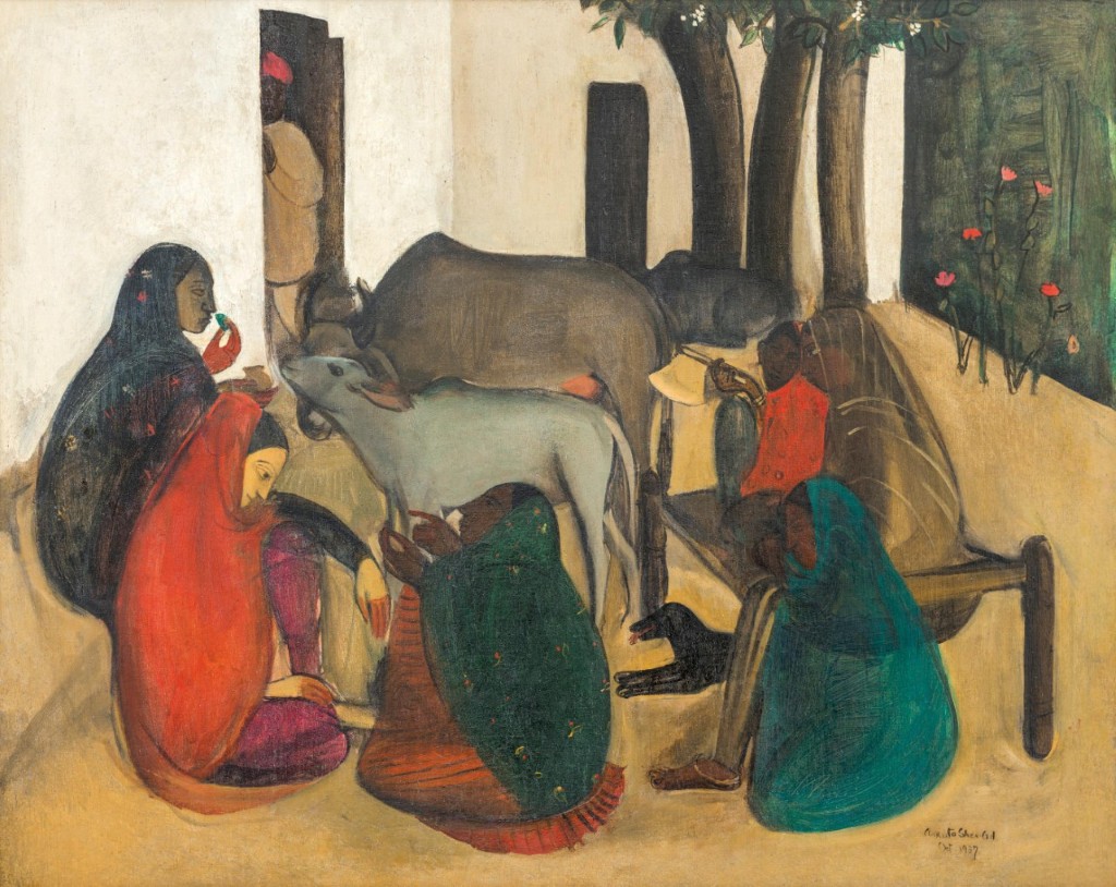 Amrita Sher-Gil 1937 The Story Teller; Oil on canvas; Signed 'Amrita Sher-Gil Oct 1937' lower right; 74 x 59 cm