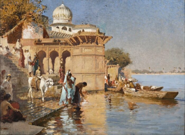 Edwin Lord Weeks 1880 Along the Ghats, Mathura; Oil on Canvas; 99.06 x 78.74 cm