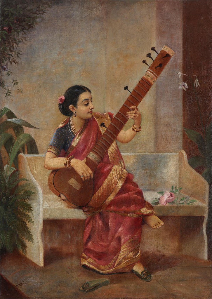 Raja Ravi Varma 1890 Music Hath Charms (Kadambari); Oil on canvas; Signed lower left; 49.3 x 69.7 cm