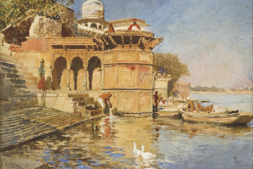 Edwin Lord Weeks 1880 Along the Ghats, Mathura; Oil on canvas; Signed 'EL Weeks Muttra' (lower left); 48 x 33 cm
