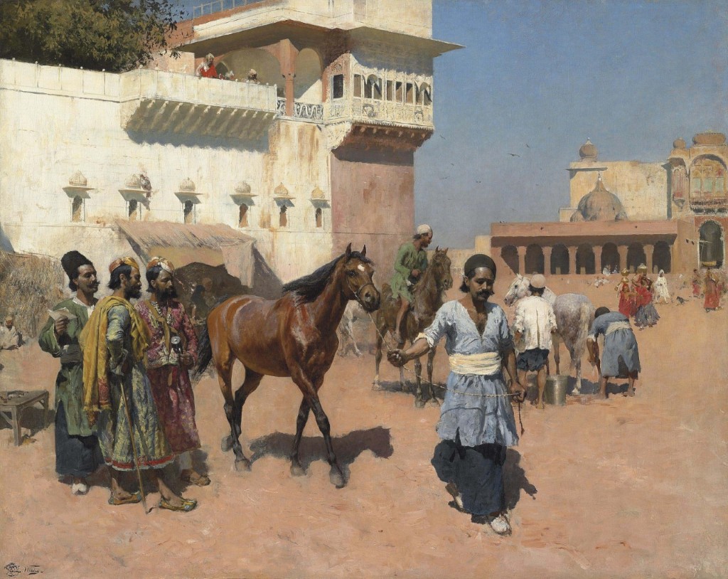 Edwin Lord Weeks 1880s Persian Horse Dealer, Bombay; Oil on canvas; Signed 'EL Weeks' lower left; 100.4 x 80.4 cm