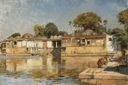Edwin Lord Weeks 1882 Tomb of the Sultans & Lake at Sarkej, near Ahmedabad; Oil on canvas; Signed 'Sarkej, Ahmedabad EL Weeks' lower right; 76.8 x 51.4 cm