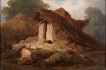 Thatched Dwellings with Goat, Bengal