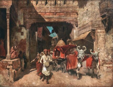 Edwin Lord Weeks 1885-86 A Wedding Procession in Ahmedabad, India; Oil on canvas; Signed 'EL Weeks' (lower left); 190.5 x 143.5 cm