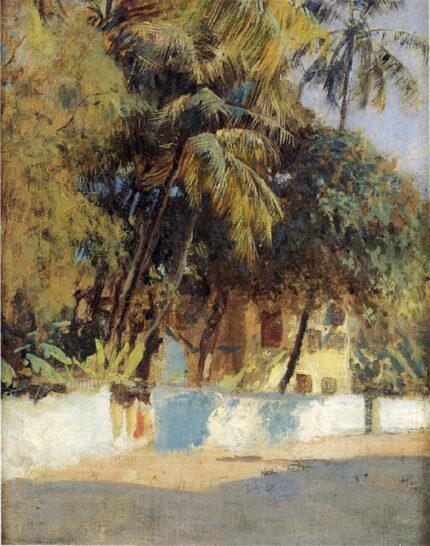 Edwin Lord Weeks 1885 Street Scene, Bombay; Oil on canvas laid on board; 35.6 x 41.3 cm