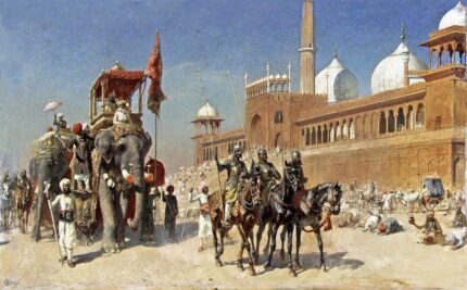Edwin Lord Weeks 1888-90 Great Mogul & His Court Returning from The Great Mosque at Delhi; Oil on canvas