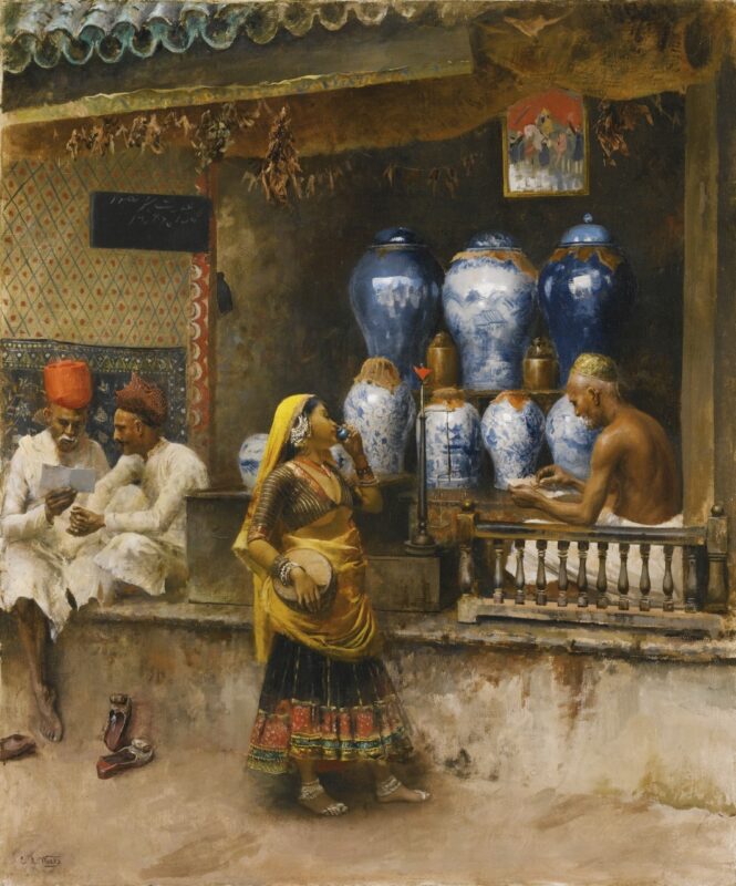 Edwin Lord Weeks 1890 A Perfumer's Shop, Bombay; Oil on canvas; Signed EL Weeks lower left; 55 x 65 cm