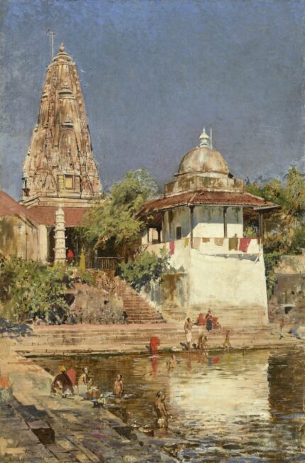 Edwin Lord Weeks 1890s Banganga Tank & Walkeshwar Temple at Bombay; Oil on canvas; Signed 'Weeks Bombay' lower left; 50.8 x 76.2 cm