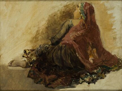 Edwin Lord Weeks 1893-1900 A Study of a Reclining Dancer (Nautch Girl) at Benares; Oil on Canvas; Asia Art Museum, San Francisco, US; 49.5 x 36.8 cm