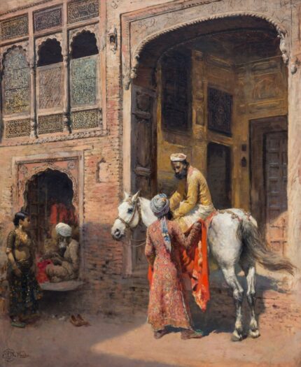 Edwin Lord Weeks 1889 Cashmere Salesman; Oil on canvas; Signed 'EL Weeks' lower left; 50.8 x 61 cm