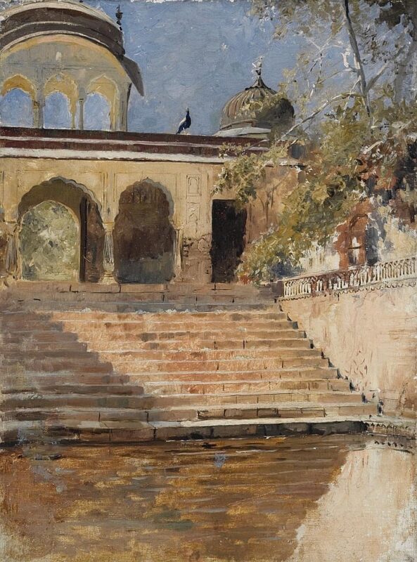 Edwin Lord Weeks Steps in Sunlight, India (Stairway, India); Oil on Canvas; 32.7 x 43.2 cm