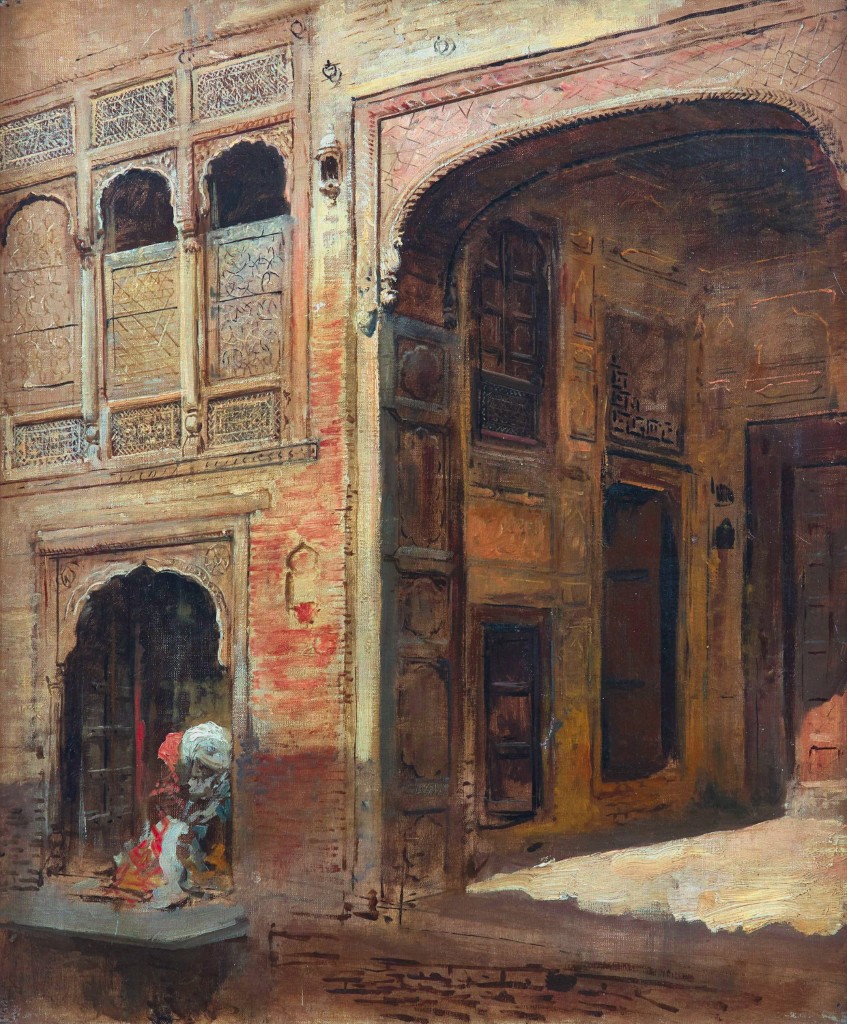 Edwin Lord Weeks Street Scene, India; Oil on canvas; Stamped 'Edwin Lord Weeks Sale March 15, 16 & 17, 1905' (back); 46.4 x 55.9 cm