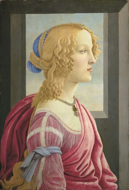 Sandro Botticelli 1469 La Bella Simonetta; Tempera on panel; Marubeni Gallery, Japan; 44 x 65 cm