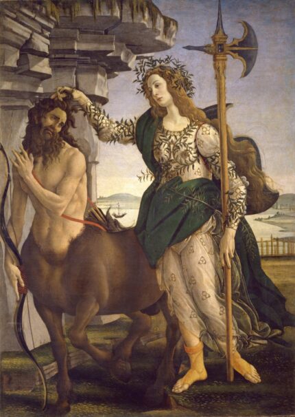 Sandro Botticelli 1480-85 Pallas & the Centaur; Tempera on canvas; Uffizi Gallery, Florence, Italy; 148 x 207 cm