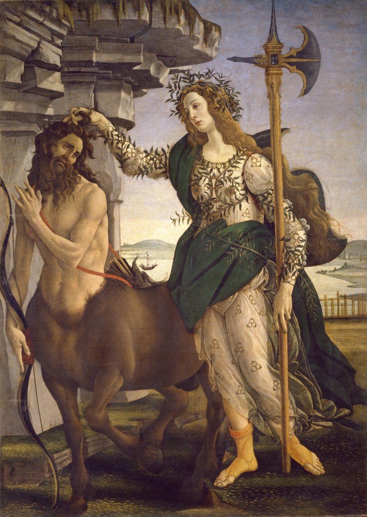 Sandro Botticelli 1480-85 Pallas & the Centaur; Tempera on canvas; Uffizi Gallery, Florence, Italy; 148 x 207 cm