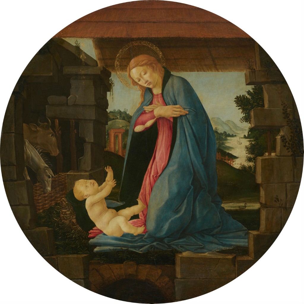 Sandro Botticelli 1480-90 The Virgin Adoring the Child; Tempera on poplar panel; National Gallery of Art, Washington DC, US; Dia 58.9 cm
