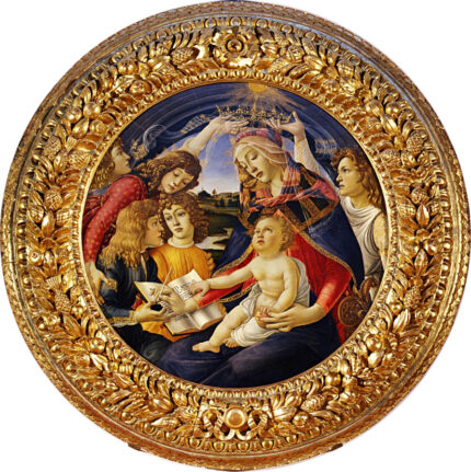 Sandro Botticelli 1483 Madonna del Magnificat (Madonna of the Magnificat) Virgin, Child & Angels; Tempera on Wood panel; The Uffizi Gallery, Florence, Italy; 118 cm dia