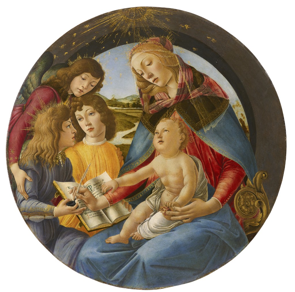 Sandro Botticelli 1483 Madonna of the Magnificat; Tempera, oil & gold on panel; Dia 62.9 cm