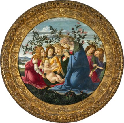 Sandro Botticelli 1485-90 Madonna Adoring the Child with Five Angels; Tempera & Oil on wood panel; The Baltimore Museum of Art, US; Dia 132.7 cm
