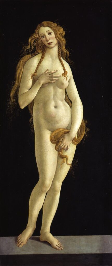Sandro Botticelli 1490 Venus; Tempera on canvas; Gemäldegalerie, State Museums of Berlin, Germany; 68.5 x 158.1 cm