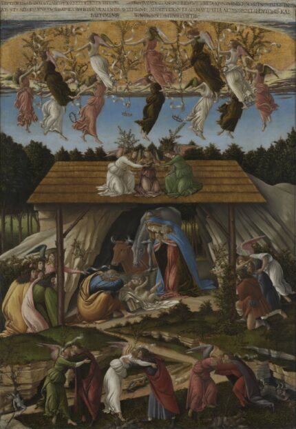 Sandro Botticelli 1500 Mystic Nativity; Oil on canvas; Signed, dated & inscribed; The National Gallery, London, UK; 74.9 x 108.6 cm