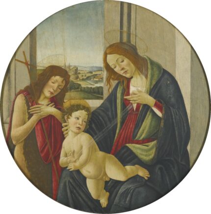 Sandro Botticelli workshop Madonna & Child with the young St John; Tempera on panel, marouflaged, a tondo; Dia 121 cm