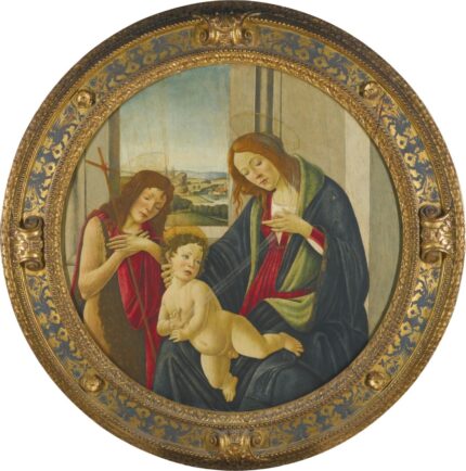 Sandro Botticelli workshop Madonna & Child with the young St John; Tempera on panel, marouflaged, a tondo; Dia 121 cm in-frame