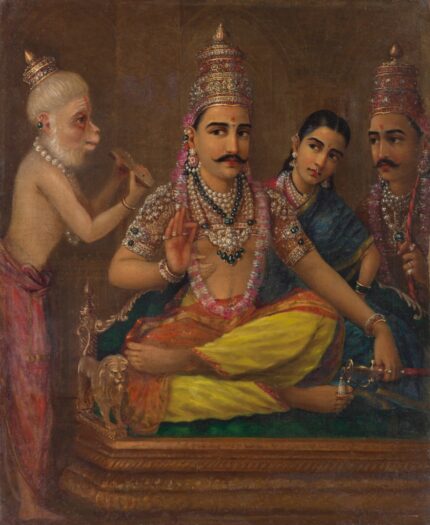 Raja Ravi Varma 1870 Hanuman's Discourse; Oil on Canvas; 42.4 x 51.4 cm