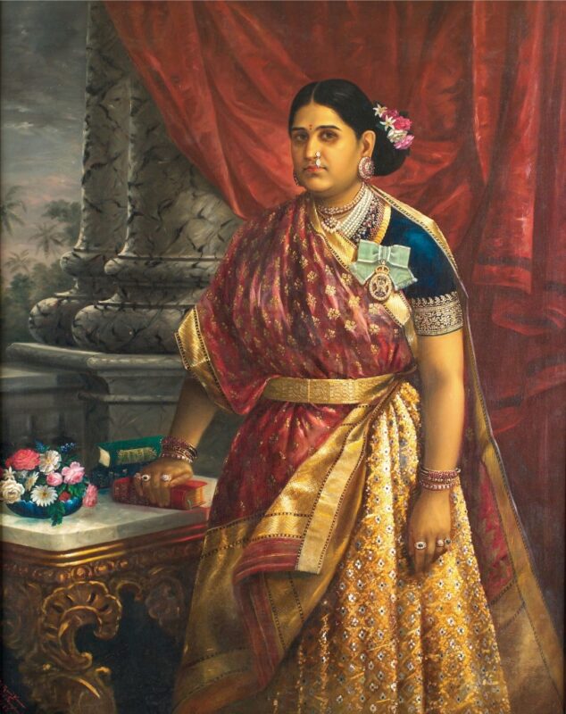Raja Ravi Varma 1883 Maharani Lakshmi Bayi of Travancore; Oil on Canvas; 105 x 135 cm