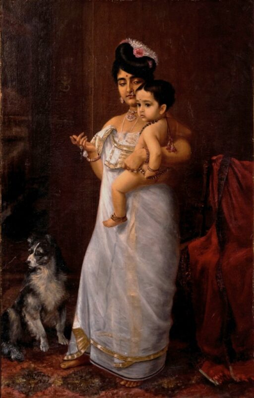 Raja Ravi Varma 1893 There Comes Papa; Oil on Canvas; 81 x 125 cm