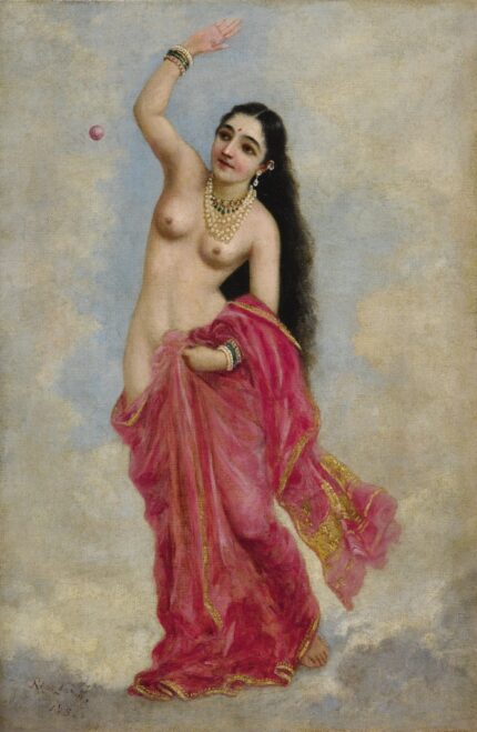 Raja Ravi Varma 1896 Tilottama; Oil on Canvas; Signed ‘Ravi Varma 1896’ lower left; 33.5 x 50.8 cm