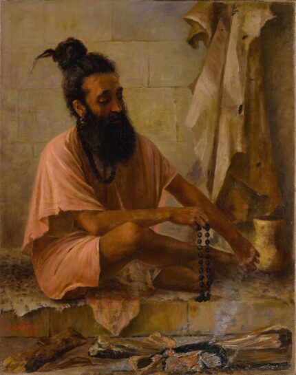 Raja Ravi Varma 1897 Swami Vishvamitra in Meditation; Oil on Canvas; Signed 'Ravi Varma 1897' lower left; 60.9 x 76.8 cm