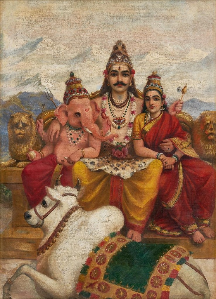 Raja Ravi Varma 1899-03 Shankar (Lord Shiva & Family); Oil on canvas; 45.8 x 63 cm