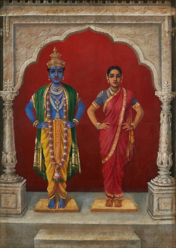 Raja Ravi Varma Pandurangavittal & Rakhumaye (Krishna & Rukmini); Oil on canvas; 50.8 x 71.1 cm